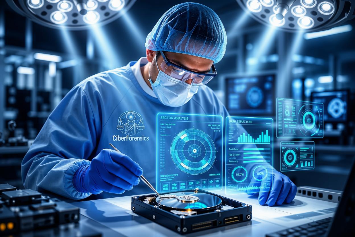 Especialista aplicando precisión quirúrgica al análisis de una evidencia digital